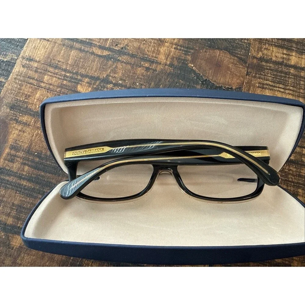 Dolce And Gabbana Eyeglass Frames In A Dark Black with Gold - Frames Only